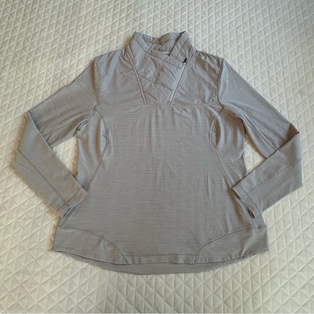 Sunice Layering Dakota Thermal Stretch Shawl Collar Women’s Pullover Sz L Gray